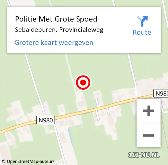 Locatie op kaart van de 112 melding: Politie Met Grote Spoed Naar Sebaldeburen, Provincialeweg op 28 mei 2022 16:35