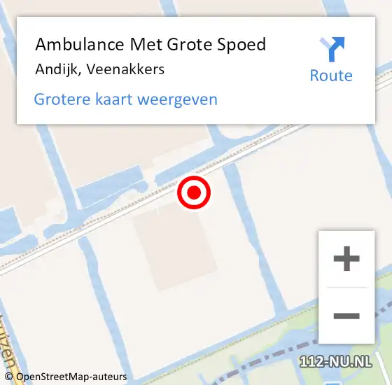Locatie op kaart van de 112 melding: Ambulance Met Grote Spoed Naar Andijk, Veenakkers op 28 mei 2022 17:36