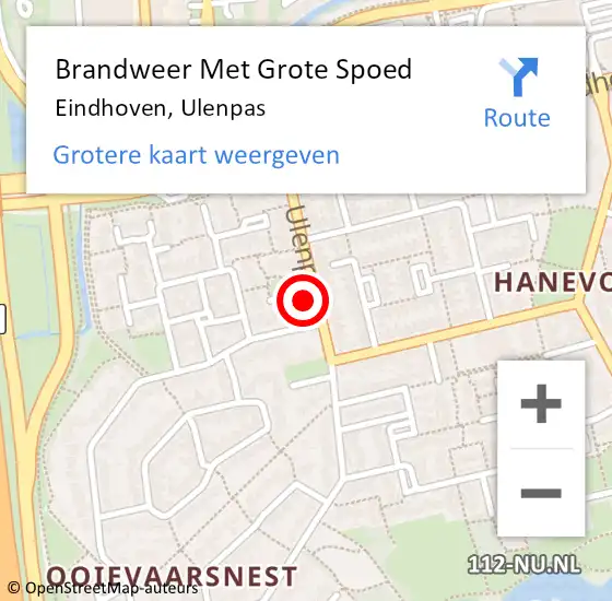 Locatie op kaart van de 112 melding: Brandweer Met Grote Spoed Naar Eindhoven, Ulenpas op 28 mei 2022 17:58