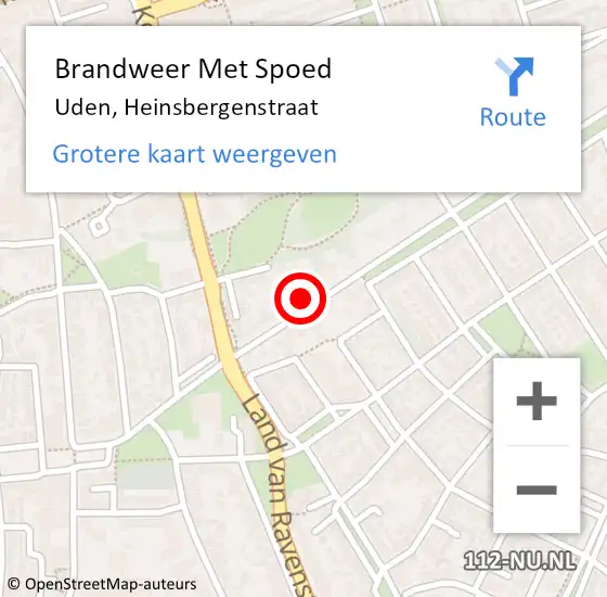 Locatie op kaart van de 112 melding: Brandweer Met Spoed Naar Uden, Heinsbergenstraat op 28 mei 2022 19:14