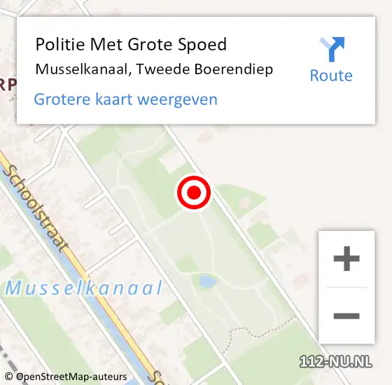 Locatie op kaart van de 112 melding: Politie Met Grote Spoed Naar Musselkanaal, Tweede Boerendiep op 28 mei 2022 19:51