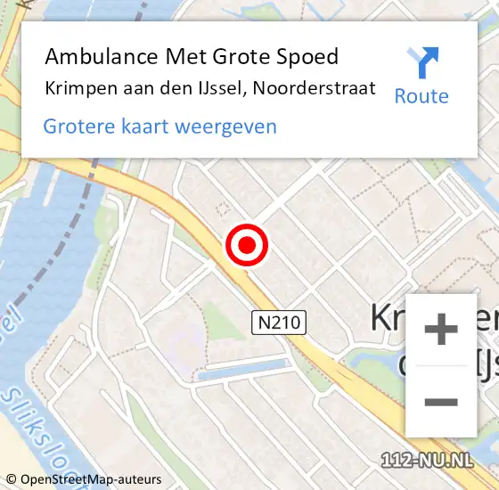Locatie op kaart van de 112 melding: Ambulance Met Grote Spoed Naar Krimpen aan den IJssel, Noorderstraat op 28 mei 2022 21:35