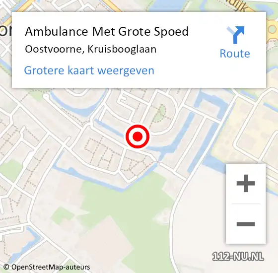 Locatie op kaart van de 112 melding: Ambulance Met Grote Spoed Naar Oostvoorne, Kruisbooglaan op 28 mei 2022 23:52