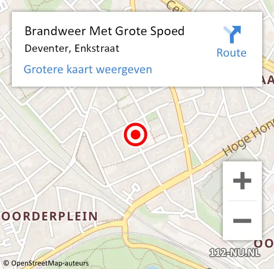 Locatie op kaart van de 112 melding: Brandweer Met Grote Spoed Naar Deventer, Enkstraat op 29 mei 2022 00:11