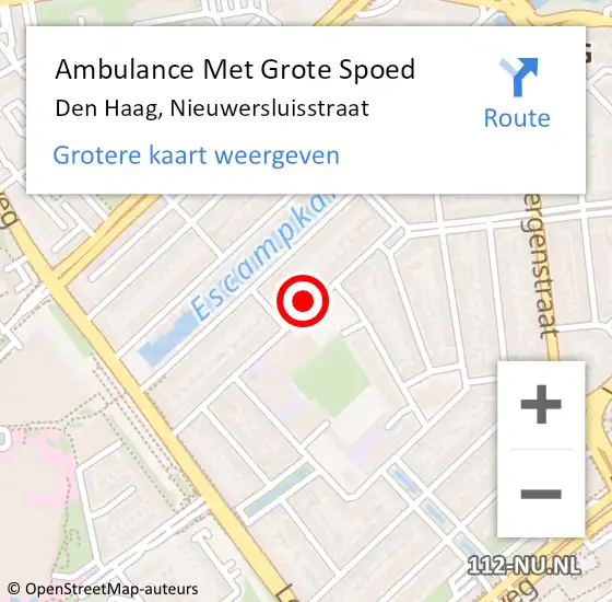 Locatie op kaart van de 112 melding: Ambulance Met Grote Spoed Naar Den Haag, Nieuwersluisstraat op 29 mei 2022 01:06