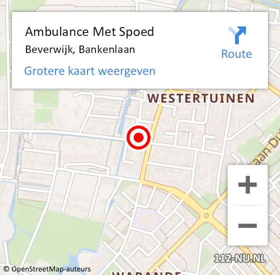 Locatie op kaart van de 112 melding: Ambulance Met Spoed Naar Beverwijk, Bankenlaan op 29 mei 2022 02:17