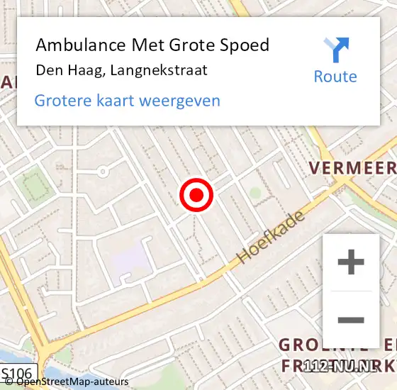 Locatie op kaart van de 112 melding: Ambulance Met Grote Spoed Naar Den Haag, Langnekstraat op 29 mei 2022 02:24
