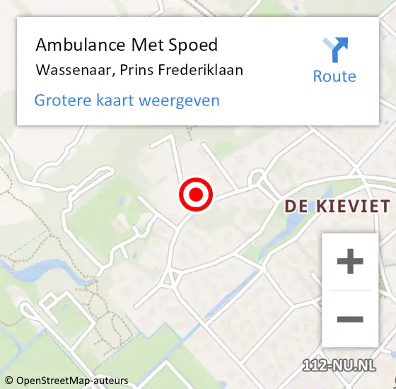 Locatie op kaart van de 112 melding: Ambulance Met Spoed Naar Wassenaar, Prins Frederiklaan op 29 mei 2022 08:56