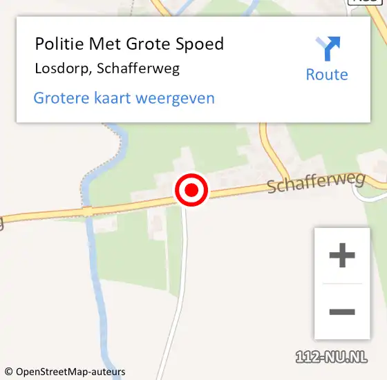 Locatie op kaart van de 112 melding: Politie Met Grote Spoed Naar Losdorp, Schafferweg op 29 mei 2022 09:01