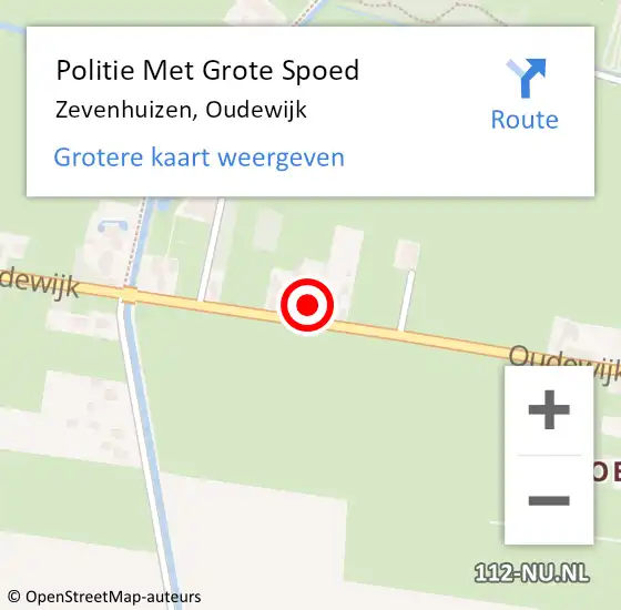 Locatie op kaart van de 112 melding: Politie Met Grote Spoed Naar Zevenhuizen, Oudewijk op 29 mei 2022 09:23