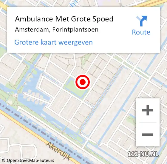 Locatie op kaart van de 112 melding: Ambulance Met Grote Spoed Naar Amsterdam, Forintplantsoen op 29 mei 2022 13:03