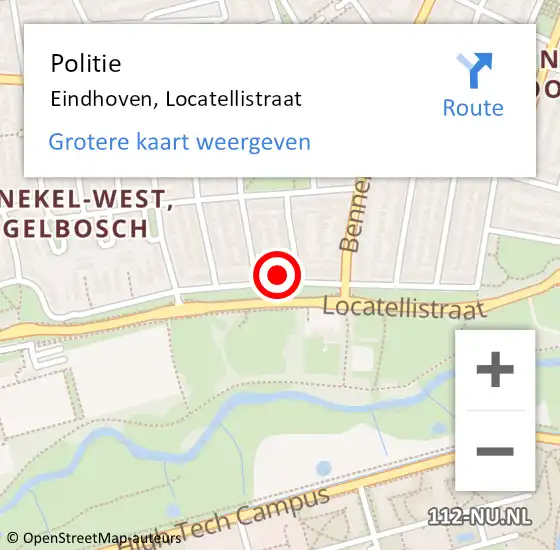 Locatie op kaart van de 112 melding: Politie Eindhoven, Locatellistraat op 29 mei 2022 14:22