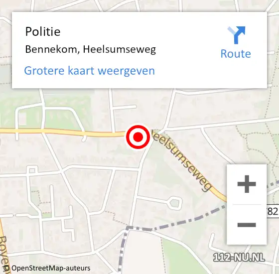 Locatie op kaart van de 112 melding: Politie Bennekom, Heelsumseweg op 29 mei 2022 14:31