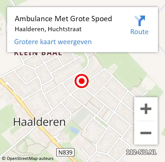 Locatie op kaart van de 112 melding: Ambulance Met Grote Spoed Naar Haalderen, Huchtstraat op 29 mei 2022 14:41