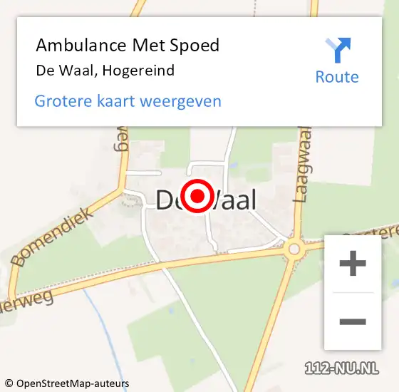 Locatie op kaart van de 112 melding: Ambulance Met Spoed Naar De Waal, Hogereind op 29 mei 2022 15:11