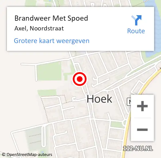 Locatie op kaart van de 112 melding: Brandweer Met Spoed Naar Axel, Noordstraat op 29 mei 2022 16:47