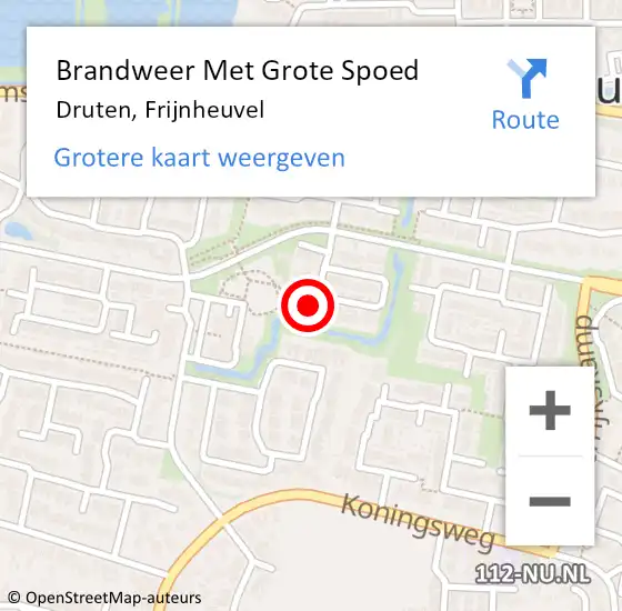 Locatie op kaart van de 112 melding: Brandweer Met Grote Spoed Naar Druten, Frijnheuvel op 29 mei 2022 20:56