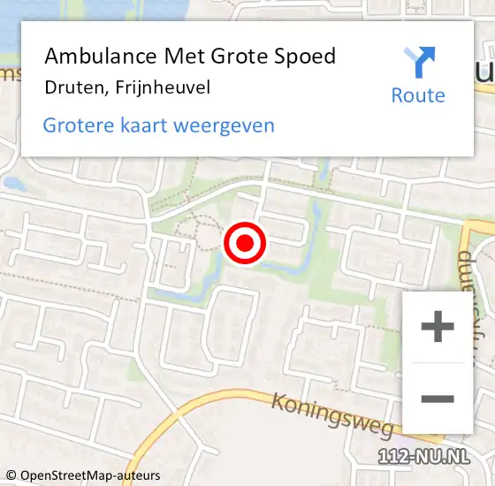 Locatie op kaart van de 112 melding: Ambulance Met Grote Spoed Naar Druten, Frijnheuvel op 29 mei 2022 20:57