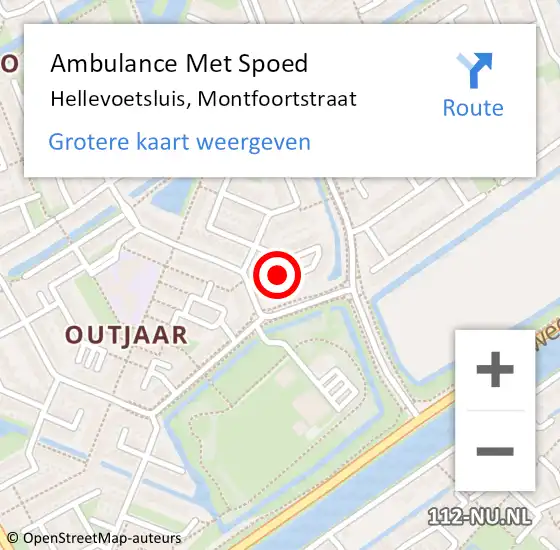 Locatie op kaart van de 112 melding: Ambulance Met Spoed Naar Hellevoetsluis, Montfoortstraat op 29 mei 2022 21:59