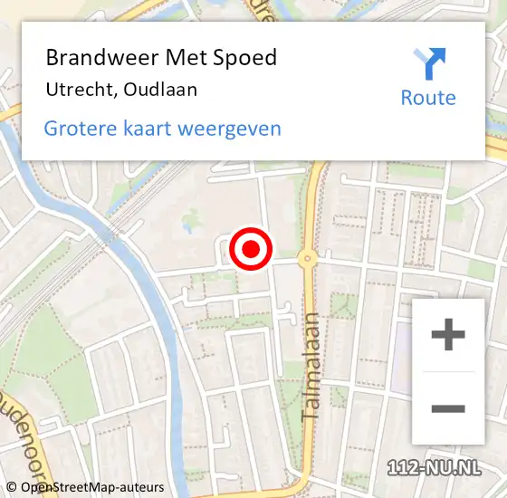 Locatie op kaart van de 112 melding: Brandweer Met Spoed Naar Utrecht, Oudlaan op 29 mei 2022 23:58