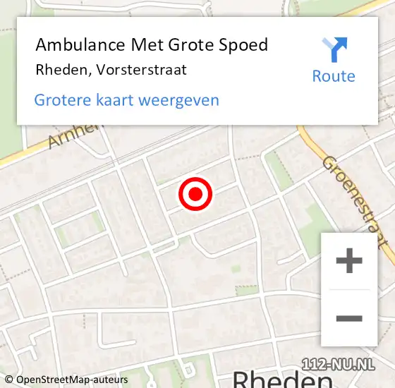 Locatie op kaart van de 112 melding: Ambulance Met Grote Spoed Naar Rheden, Vorsterstraat op 30 mei 2022 02:44