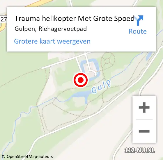 Locatie op kaart van de 112 melding: Trauma helikopter Met Grote Spoed Naar Gulpen, Riehagervoetpad op 30 mei 2022 06:49