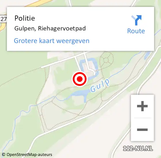 Locatie op kaart van de 112 melding: Politie Gulpen, Riehagervoetpad op 30 mei 2022 06:49