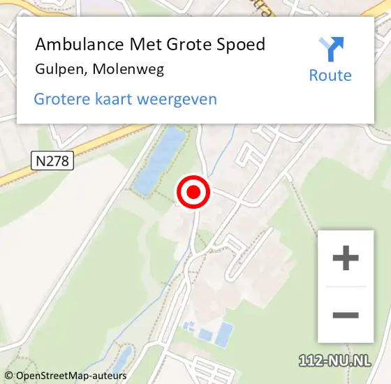 Locatie op kaart van de 112 melding: Ambulance Met Grote Spoed Naar Gulpen, Molenweg op 30 mei 2022 06:52