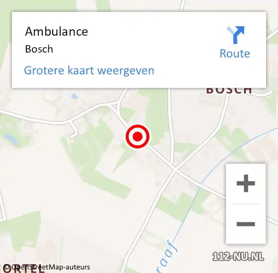 Locatie op kaart van de 112 melding: Ambulance Bosch op 30 mei 2022 08:00