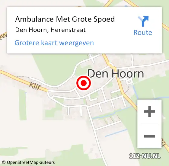 Locatie op kaart van de 112 melding: Ambulance Met Grote Spoed Naar Den Hoorn, Herenstraat op 30 mei 2022 10:11