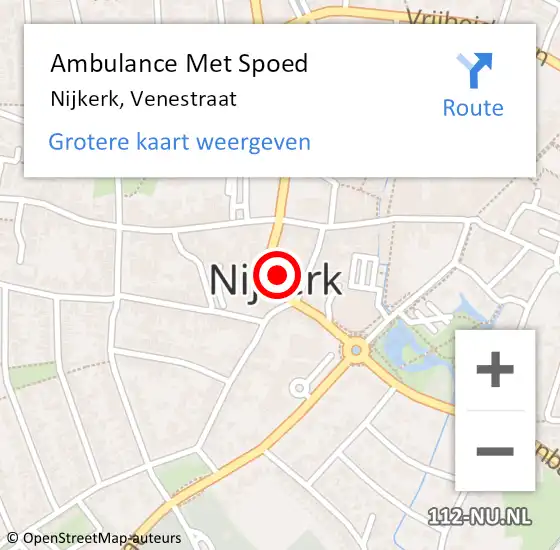 Locatie op kaart van de 112 melding: Ambulance Met Spoed Naar Nijkerk, Venestraat op 30 mei 2022 10:17