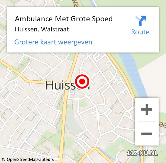 Locatie op kaart van de 112 melding: Ambulance Met Grote Spoed Naar Huissen, Walstraat op 30 mei 2022 10:43
