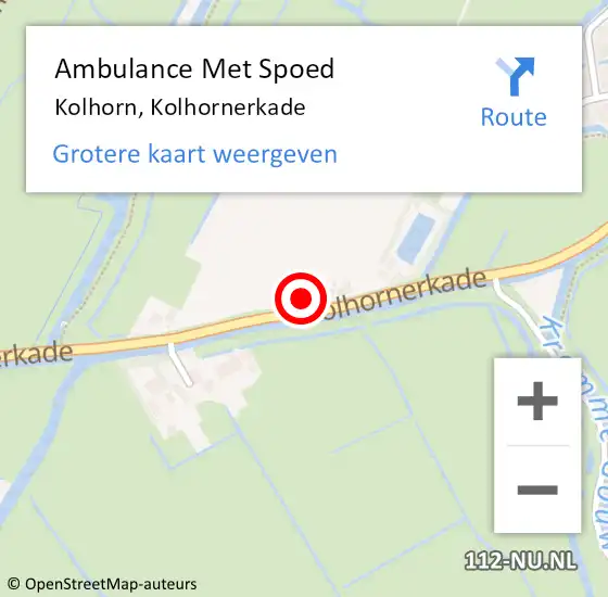 Locatie op kaart van de 112 melding: Ambulance Met Spoed Naar Kolhorn, Kolhornerkade op 30 mei 2022 11:45