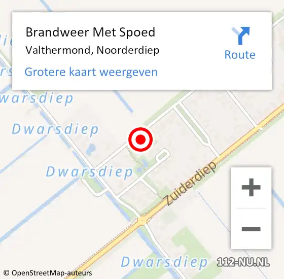 Locatie op kaart van de 112 melding: Brandweer Met Spoed Naar Valthermond, Noorderdiep op 30 mei 2022 12:05