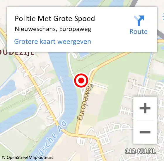 Locatie op kaart van de 112 melding: Politie Met Grote Spoed Naar Nieuweschans, Europaweg op 30 mei 2022 12:56