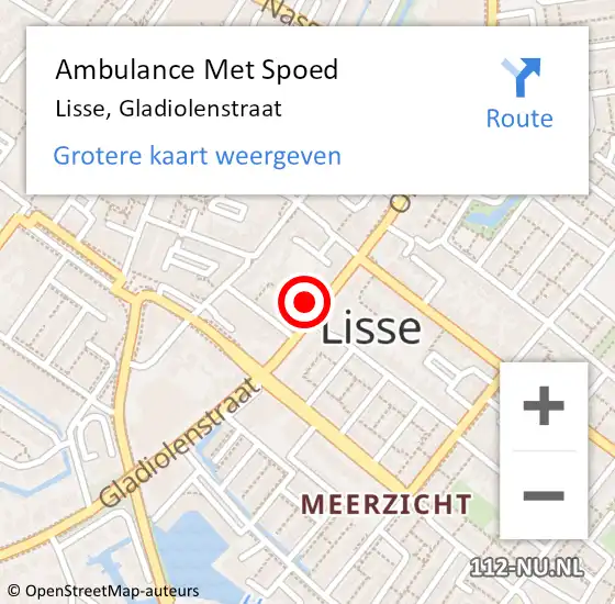 Locatie op kaart van de 112 melding: Ambulance Met Spoed Naar Lisse, Gladiolenstraat op 30 mei 2022 16:05