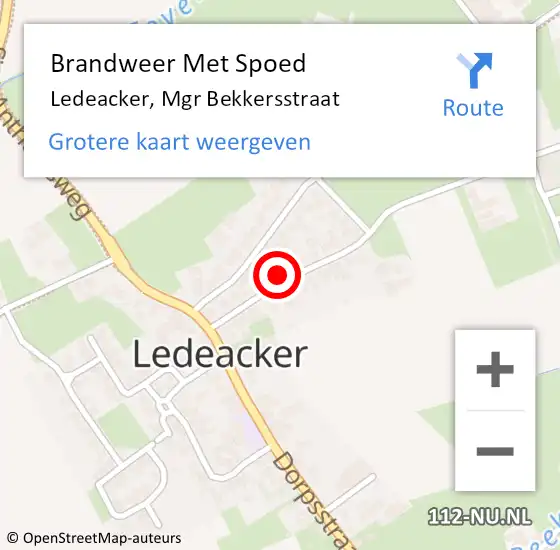 Locatie op kaart van de 112 melding: Brandweer Met Spoed Naar Ledeacker, Mgr Bekkersstraat op 30 mei 2022 16:40