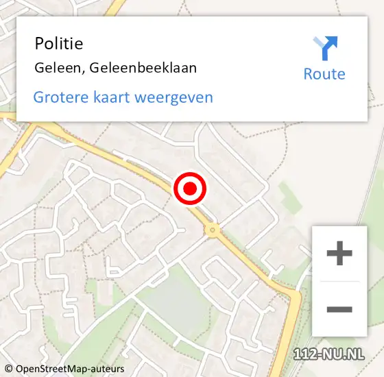 Locatie op kaart van de 112 melding: Politie Geleen, Geleenbeeklaan op 30 mei 2022 17:06