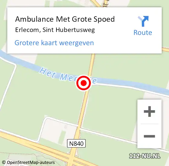 Locatie op kaart van de 112 melding: Ambulance Met Grote Spoed Naar Erlecom, Sint Hubertusweg op 30 mei 2022 18:07