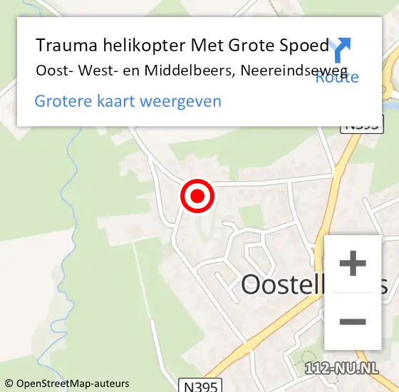 Locatie op kaart van de 112 melding: Trauma helikopter Met Grote Spoed Naar Oost- West- en Middelbeers, Neereindseweg op 30 mei 2022 19:51