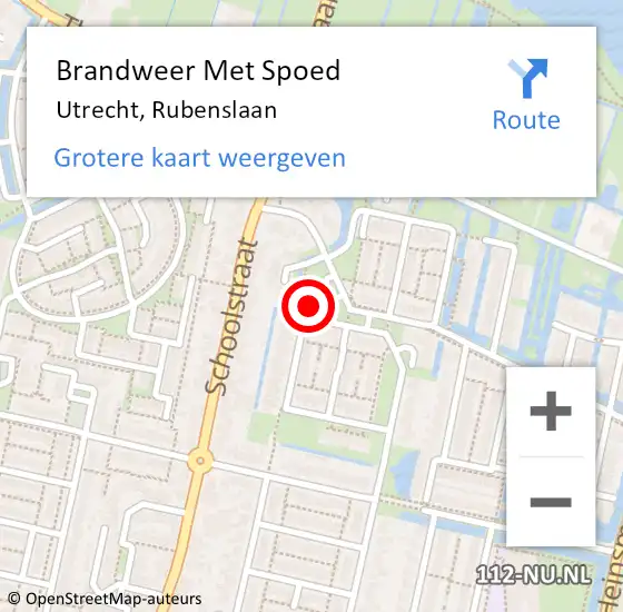 Locatie op kaart van de 112 melding: Brandweer Met Spoed Naar Utrecht, Rubenslaan op 31 mei 2022 04:40