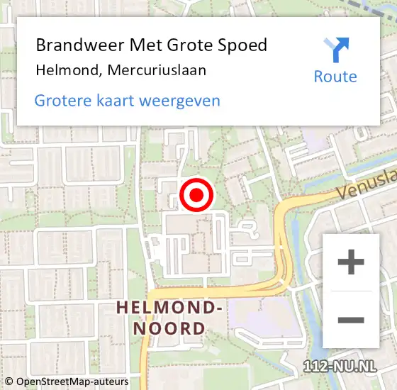 Locatie op kaart van de 112 melding: Brandweer Met Grote Spoed Naar Helmond, Mercuriuslaan op 31 mei 2022 07:13