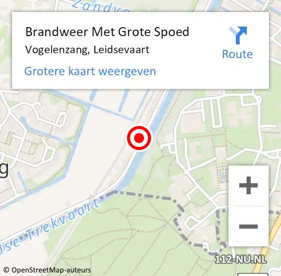 Locatie op kaart van de 112 melding: Brandweer Met Grote Spoed Naar Vogelenzang, Leidsevaart op 31 mei 2022 07:33