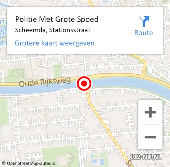 Locatie op kaart van de 112 melding: Politie Met Grote Spoed Naar Scheemda, Stationsstraat op 31 mei 2022 07:47