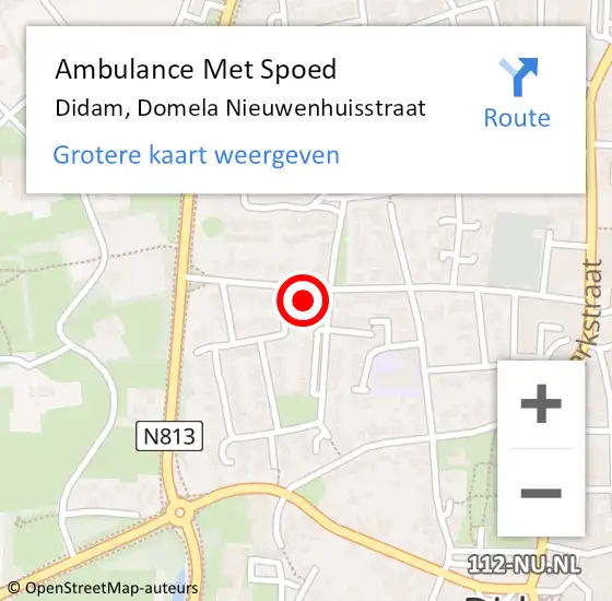 Locatie op kaart van de 112 melding: Ambulance Met Spoed Naar Didam, Domela Nieuwenhuisstraat op 31 mei 2022 09:36