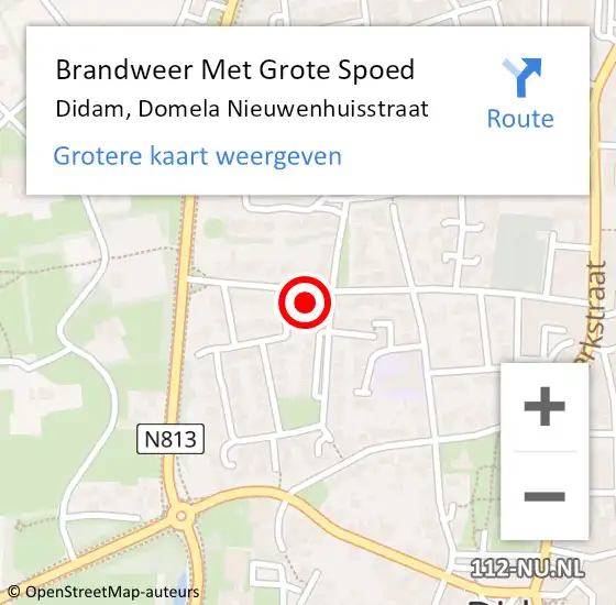 Locatie op kaart van de 112 melding: Brandweer Met Grote Spoed Naar Didam, Domela Nieuwenhuisstraat op 31 mei 2022 09:37
