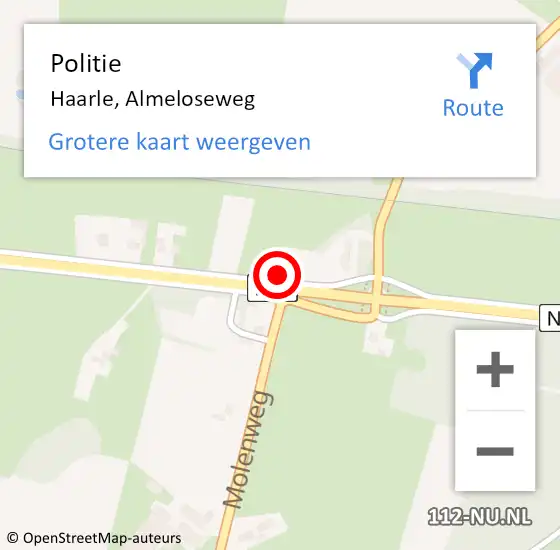Locatie op kaart van de 112 melding: Politie Haarle, Almeloseweg op 31 mei 2022 14:25