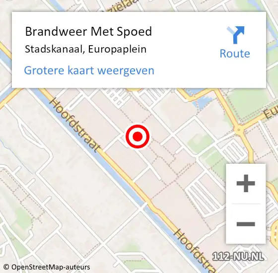 Locatie op kaart van de 112 melding: Brandweer Met Spoed Naar Stadskanaal, Europaplein op 31 mei 2022 14:33
