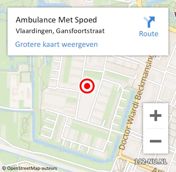Locatie op kaart van de 112 melding: Ambulance Met Spoed Naar Vlaardingen, Gansfoortstraat op 31 mei 2022 14:48