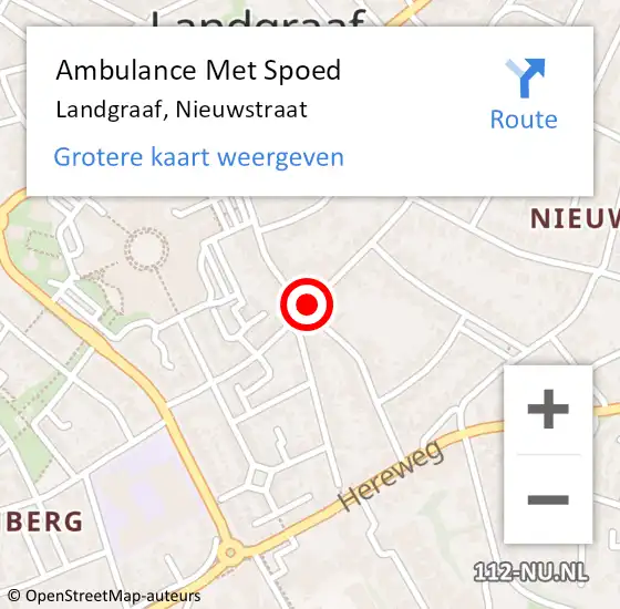 Locatie op kaart van de 112 melding: Ambulance Met Spoed Naar Landgraaf, Nieuwstraat op 18 juli 2014 20:18